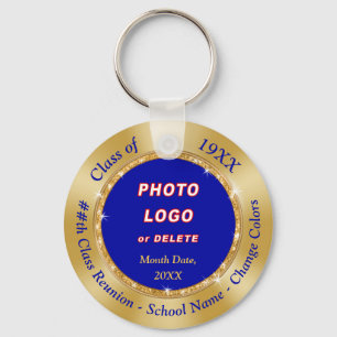 High School Reunion Favours, Personalized Blue Gol Keychain