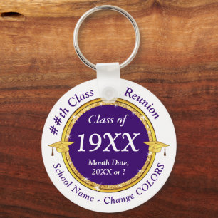 High School Reunion Gift Ideas, Purple and White Keychain