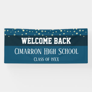 High School Reunion Party Blue Confetti Banner