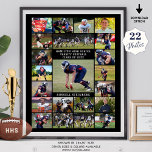 High School Senior Sports 22 Photo Collage Poster<br><div class="desc">Recognize and celebrate your high school sports senior on Seniors Night, season-end sports recognition or awards dinner or display at his or her graduation party with this poster print utilizing an easy-to-upload photo collage template with 22 rectangle pictures and your custom text in your choice of colours. Makes a commemorative...</div>