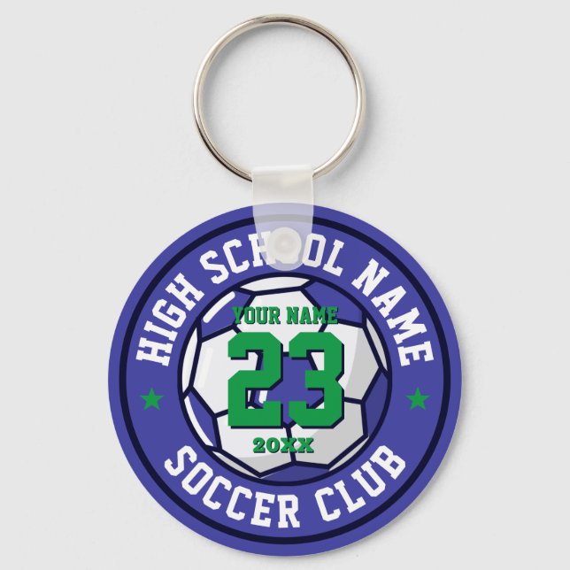 High School Soccer Team Custom Colour Sports Keychain (Front)