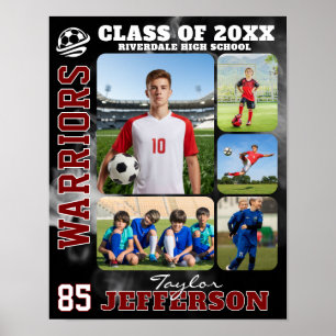 High School Soccer Team Sports Photo Collage Poster