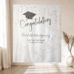 High School Splash Glitter Grad Party Backdrop Tapestry