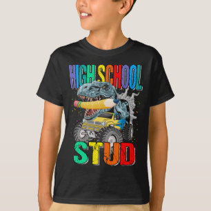 High School Stud Monster Truck Dinosaur T-Shirt