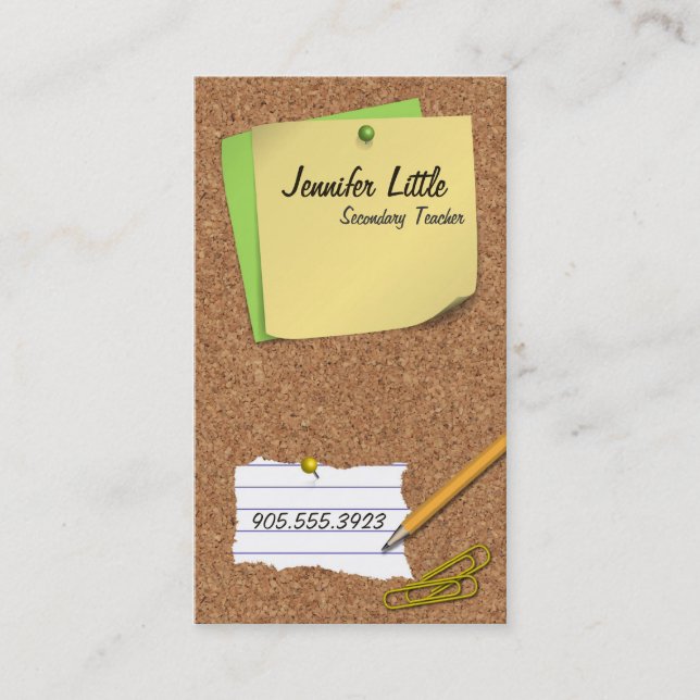 High School Teacher Business Card - Post It Note (Front)