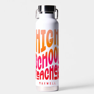 High School Teacher Red Orange Ombre Water Bottle