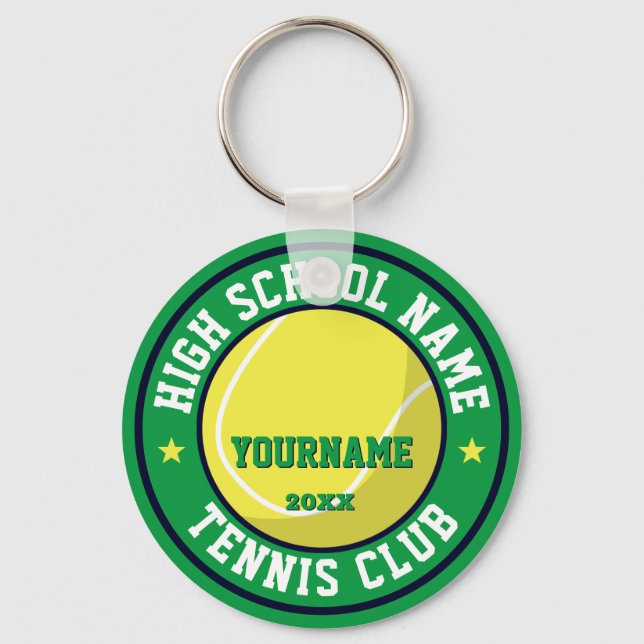 High School Tennis Club Custom Colour Sports Keychain (Front)
