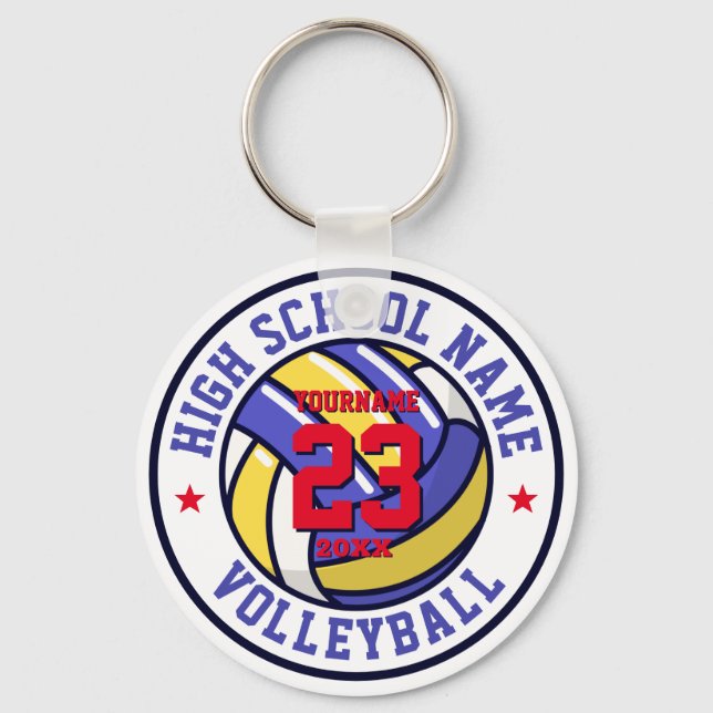 High School Volleyball Team Custom Colour Sports Keychain (Front)