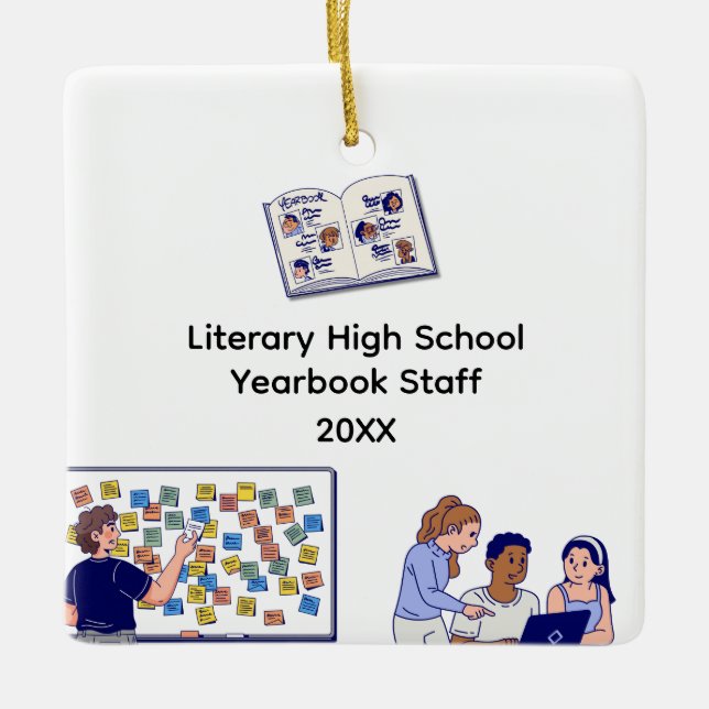 High School Yearbook Staff Appreciation  Ceramic Ornament (Front)