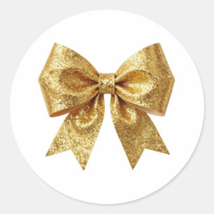 High-Shine Glitter Celebration Bow Classic Round Sticker