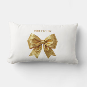 High-Shine Glitter Celebration Bow - Glamour Holid Lumbar Pillow