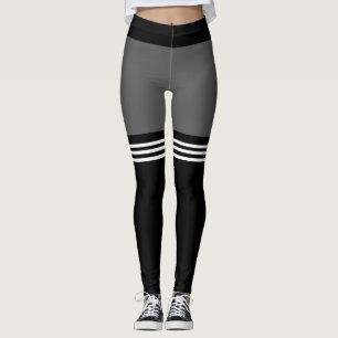 High Sock Stripes Black Leggings