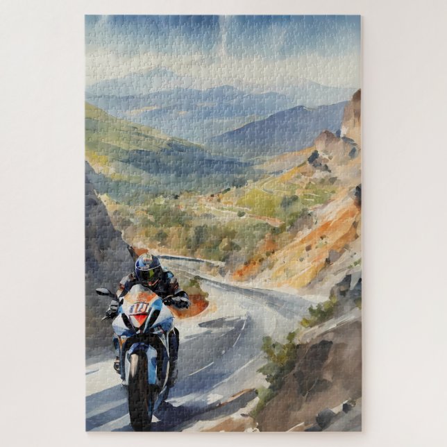 High-Speed Adventure in Vibrant Mountain Landscape Jigsaw Puzzle (Vertical)