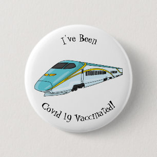 High speed bullet train cartoon illustration 2 inch round button
