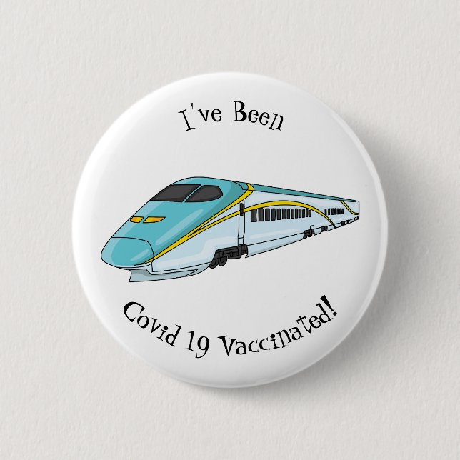 High speed bullet train cartoon illustration 2 inch round button (Front)