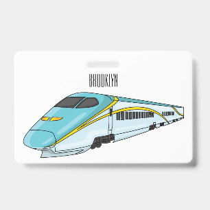 High speed bullet train cartoon illustration badge