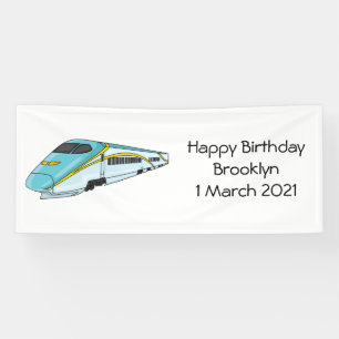 High speed bullet train cartoon illustration banner