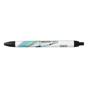 High speed bullet train cartoon illustration black ink pen