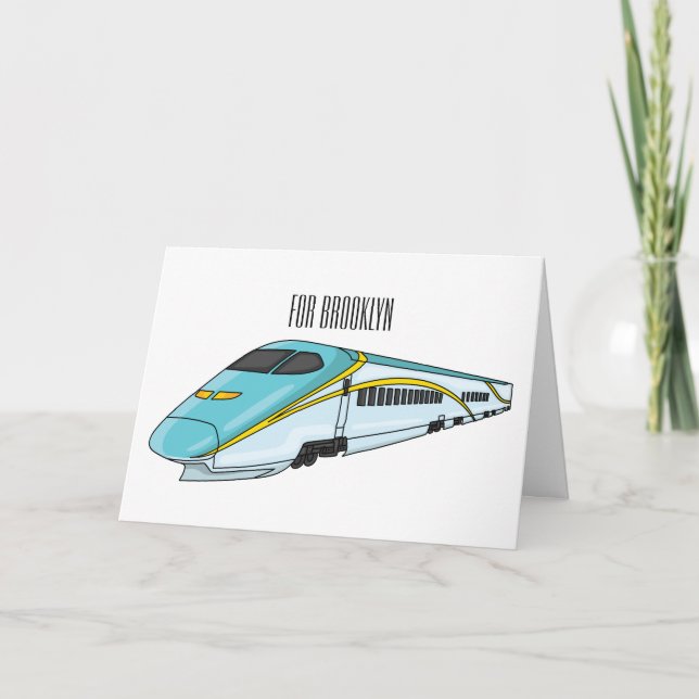 High speed bullet train cartoon illustration card (Front)