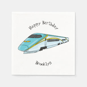 High speed bullet train cartoon illustration napkin