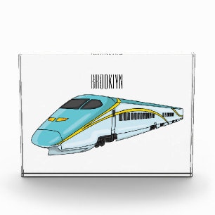 High speed bullet train cartoon illustration photo block