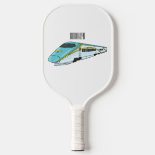 High speed bullet train cartoon illustration  pickleball paddle