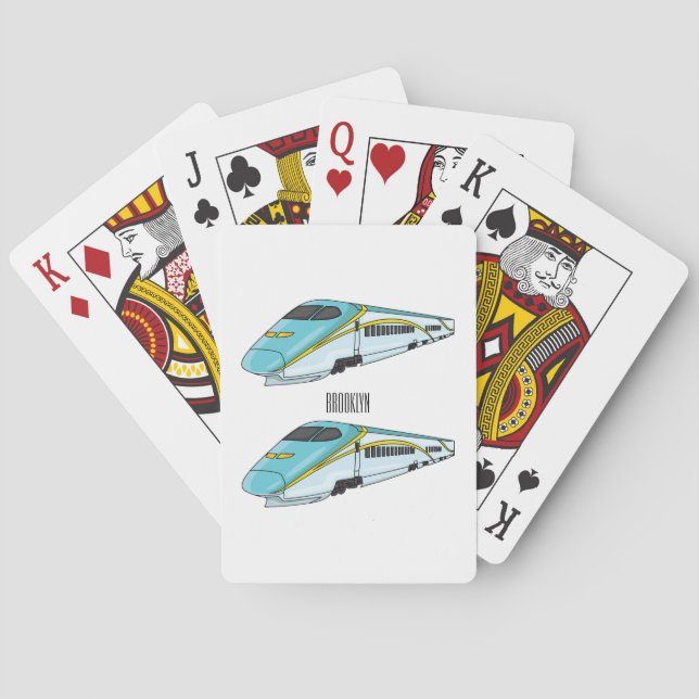 High speed bullet train cartoon illustration playing cards (Back)