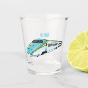 High speed bullet train cartoon illustration  shot glass