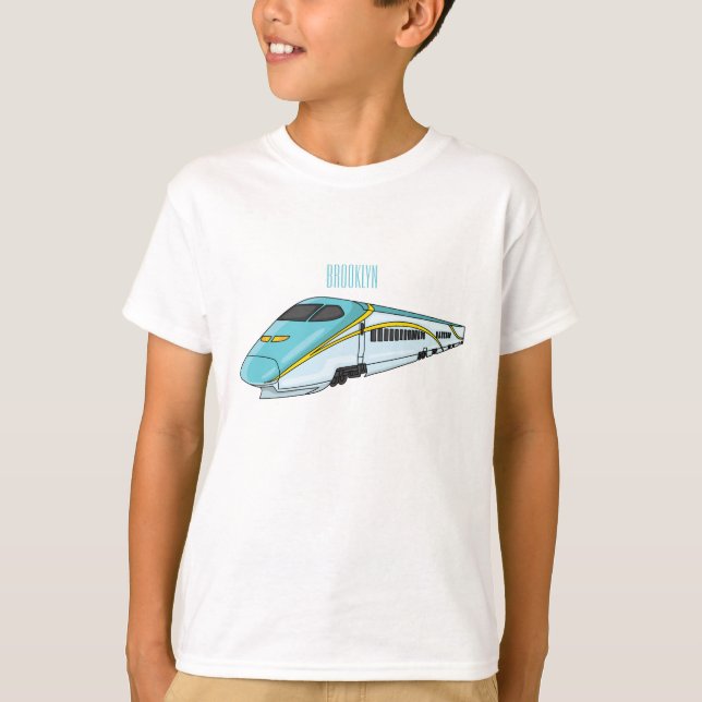 High speed bullet train cartoon illustration T-Shirt (Front)