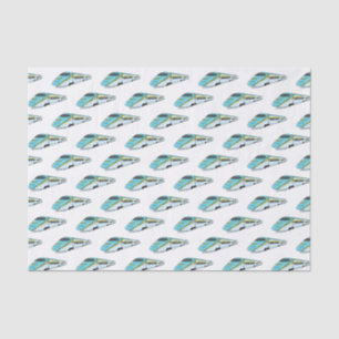 High speed bullet train cartoon illustration  tissue paper