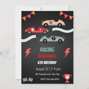 High-Speed Car Racing Birthday Party  Invitation