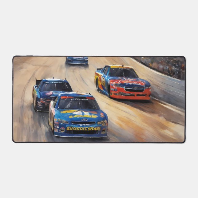 High-Speed Colorful Twilight Racing Scene Desk Mat (Front)