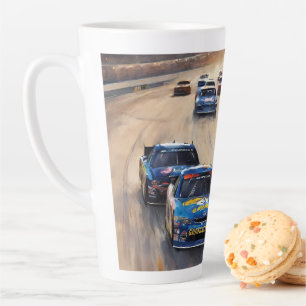 High-Speed Colorful Twilight Racing Scene Latte Mug