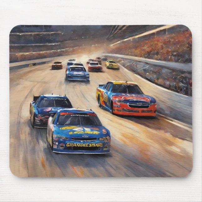 High-Speed Colorful Twilight Racing Scene Mouse Pad (Front)