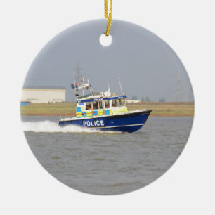 High Speed Police Boat Ceramic Ornament