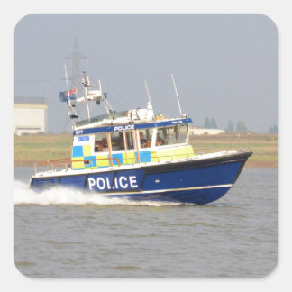 High Speed Police Boat Square Sticker
