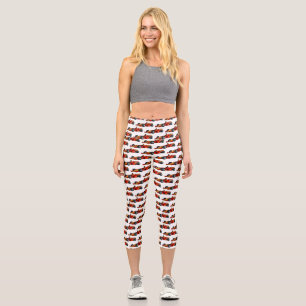 High speed racing cars cartoon illustration capri leggings