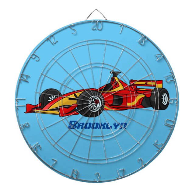 High speed racing cars cartoon illustration dartboard (Front)