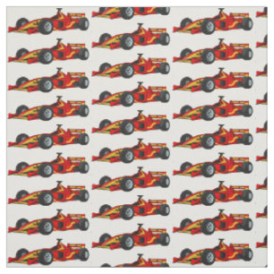High speed racing cars cartoon illustration fabric