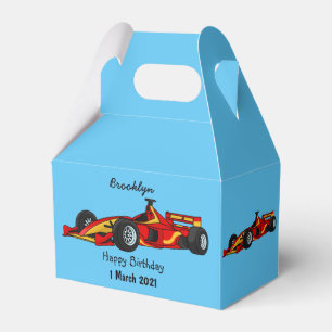 High speed racing cars cartoon illustration favor box