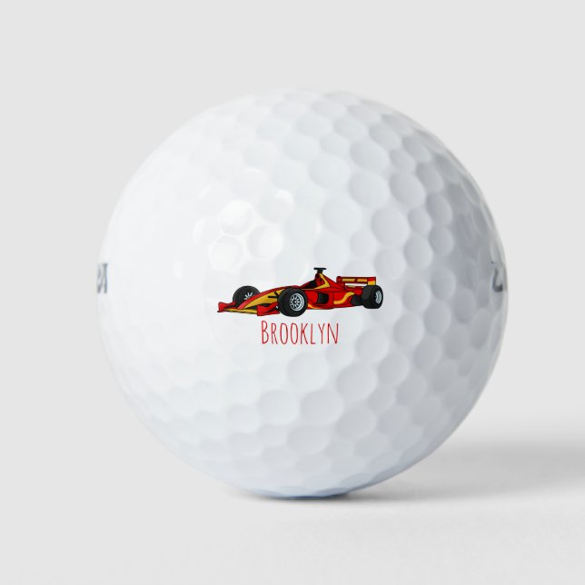 High speed racing cars cartoon illustration golf balls (Front)