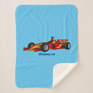 High speed racing cars cartoon illustration  sherpa blanket