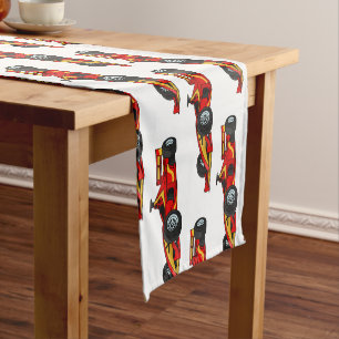 High speed racing cars cartoon illustration short table runner