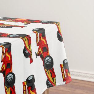 High speed racing cars cartoon illustration tablecloth