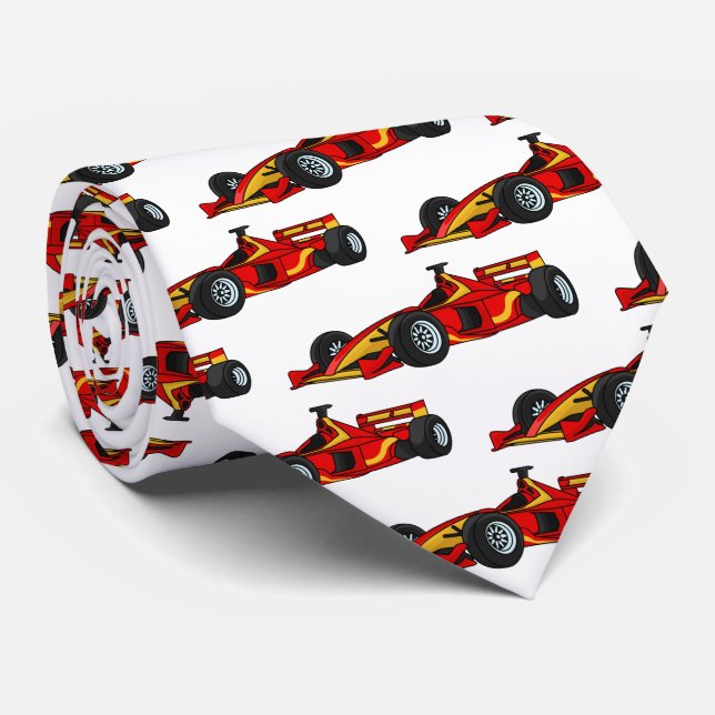 High speed racing cars cartoon illustration tie (Rolled)