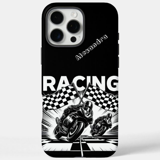 High-speed racing with chequered flags in action Case-Mate iPhone case (Back)