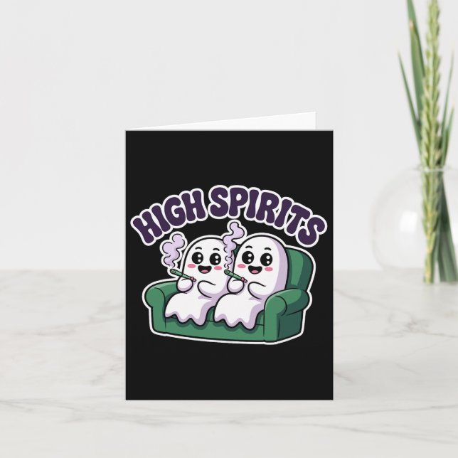 High Spirits Funny Ghost Weed Halloween Humour  Card (Front)
