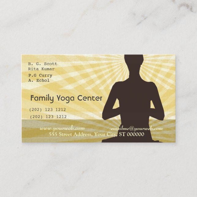 High Spirits Yoga  Pose Meditation Appointment Card (Front)