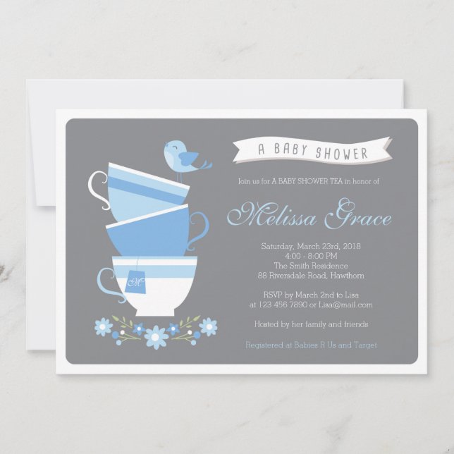 high tea baby shower / baby shower tea invitation (Front)