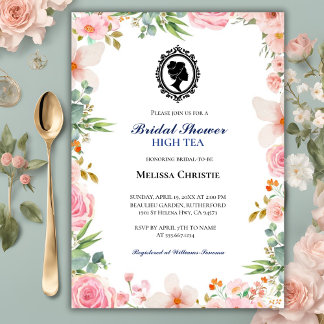 high tea garden party,beautiful soft pastel invitation